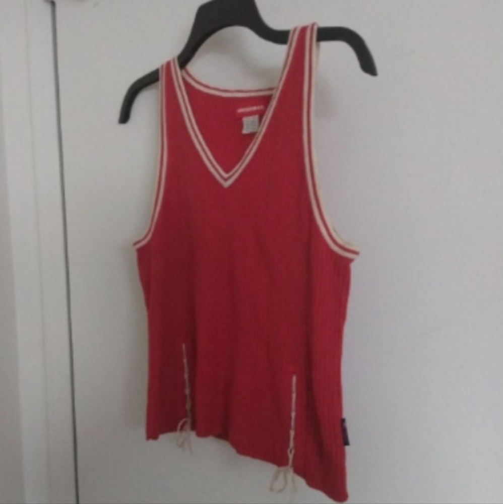 Vintage 1990s 2000s does 70s Knit Lace up Tank Top